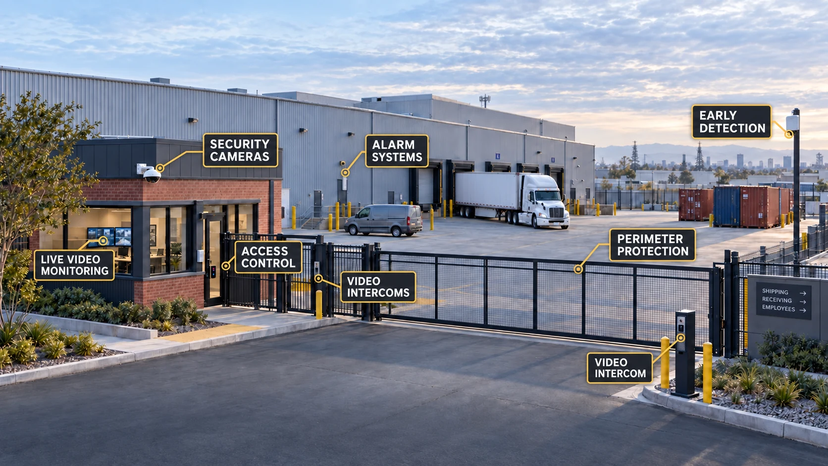 Commercial building access control and live video monitoring